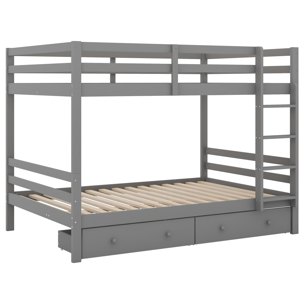 ComfortXL Etagenbett mit Schubladen und Geländern Grau 140x200 cm GRAU HOLZ Baby