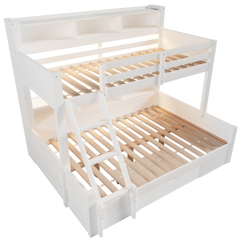 Etagenbett mit led und Stauraum Weiß 90x200 140x200 cm - Maisons