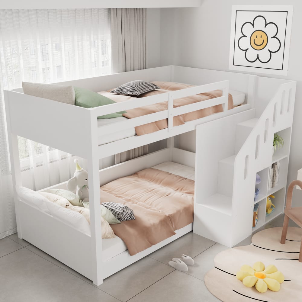 Etagenbett Holz Stauraumtreppe weiß 90x200 cm - Maisons Du Monde