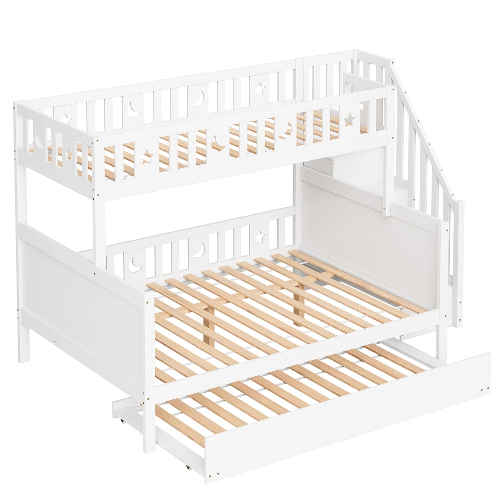 ComfortXL Etagenbett Holz Ausziehbett weiß 90x200 cm 140x200 cm Holz Baby