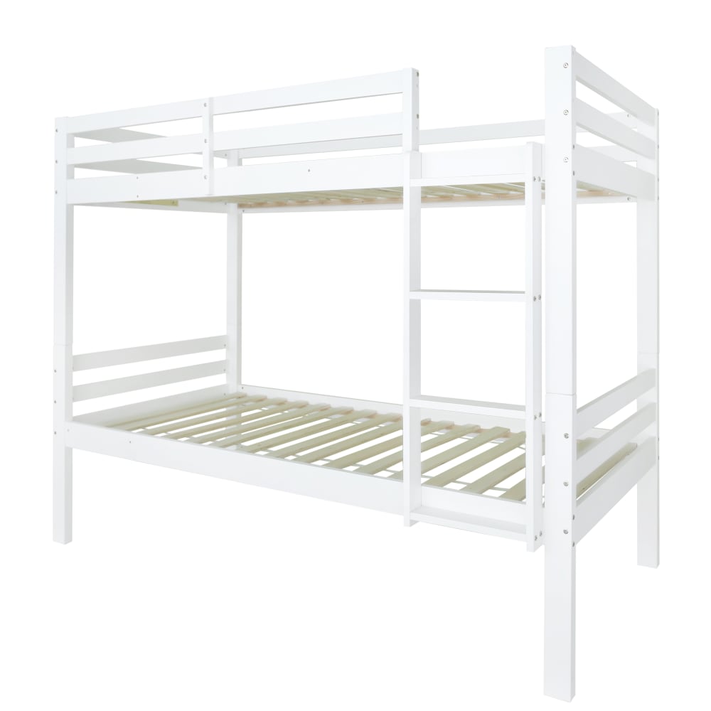 Etagenbett trennbar aus Kiefer mit Leiter Weiß 90x200 cm -