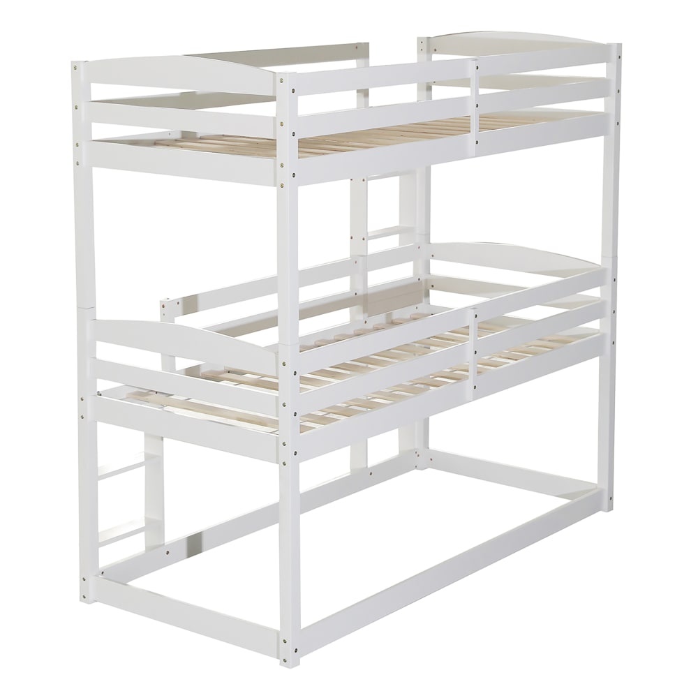 Lit superposé triple convertible en bois blanc 90x200 cm