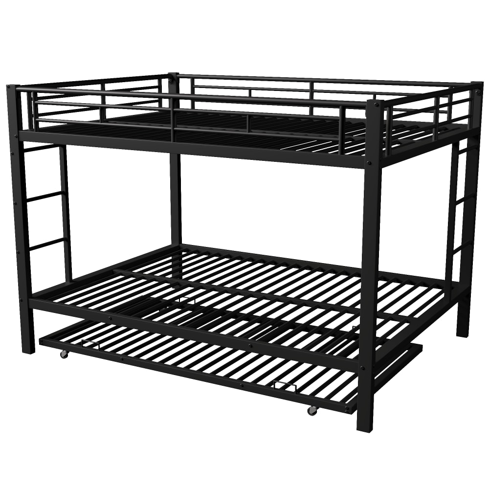 ComfortXL Etagenbett aus Eisen mit Rollbett Schwarz 140x200 90x190 cm SCHWARZ STAHL Baby