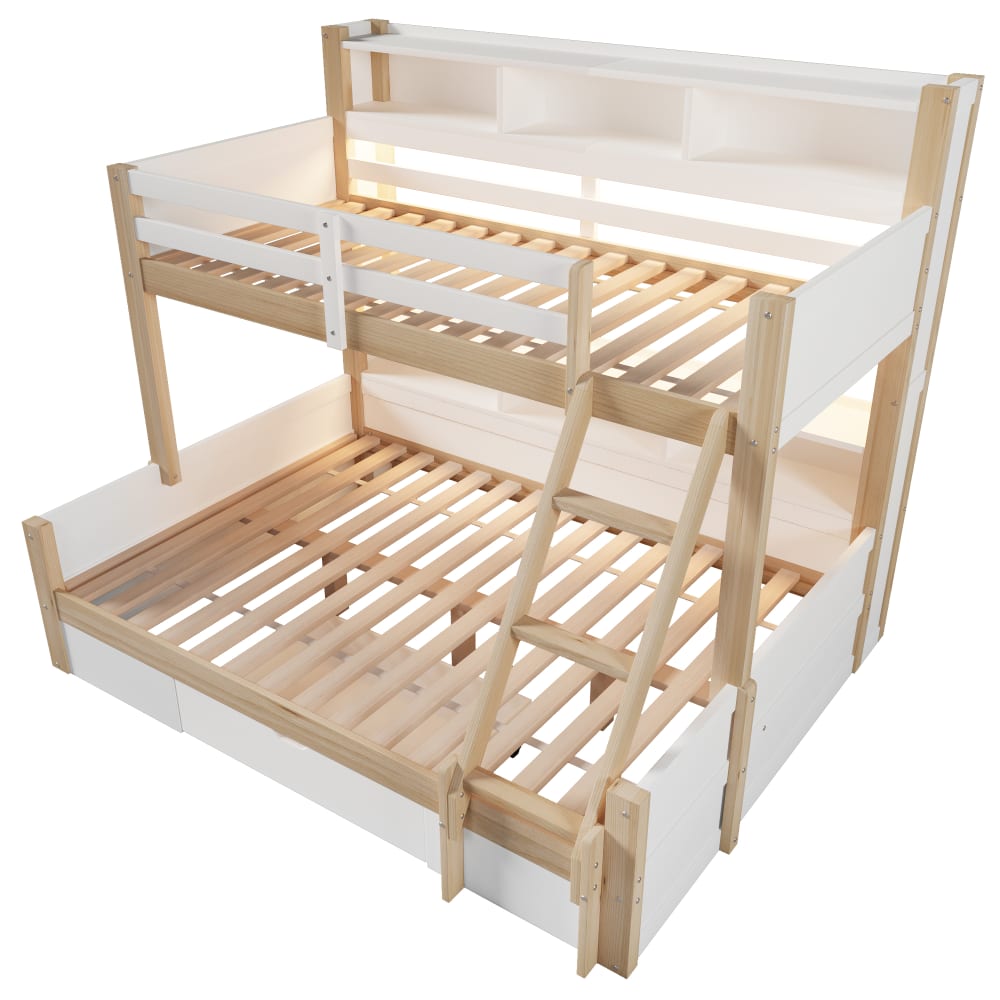 Lit superposé avec rangement et led blanc naturel 90x200 140x200 cm