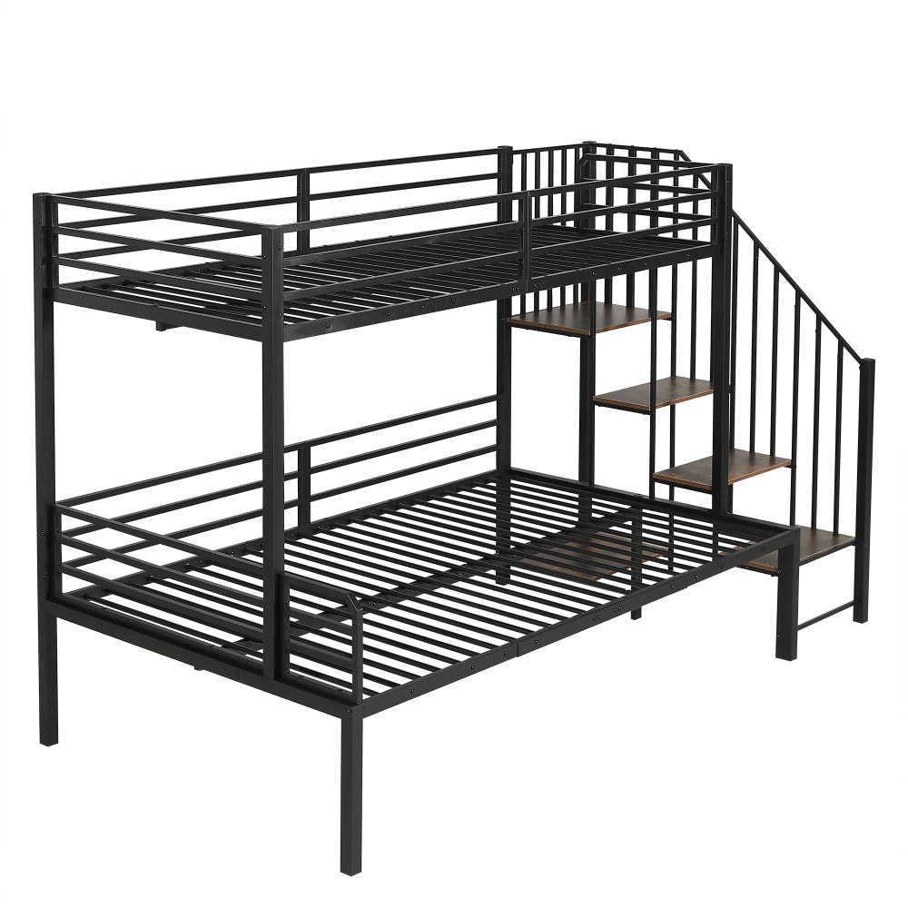 ComfortXL Etagenbett aus Eisen mit Stauraum Schwarz 90x200 120x200 cm SCHWARZ STAHL Baby