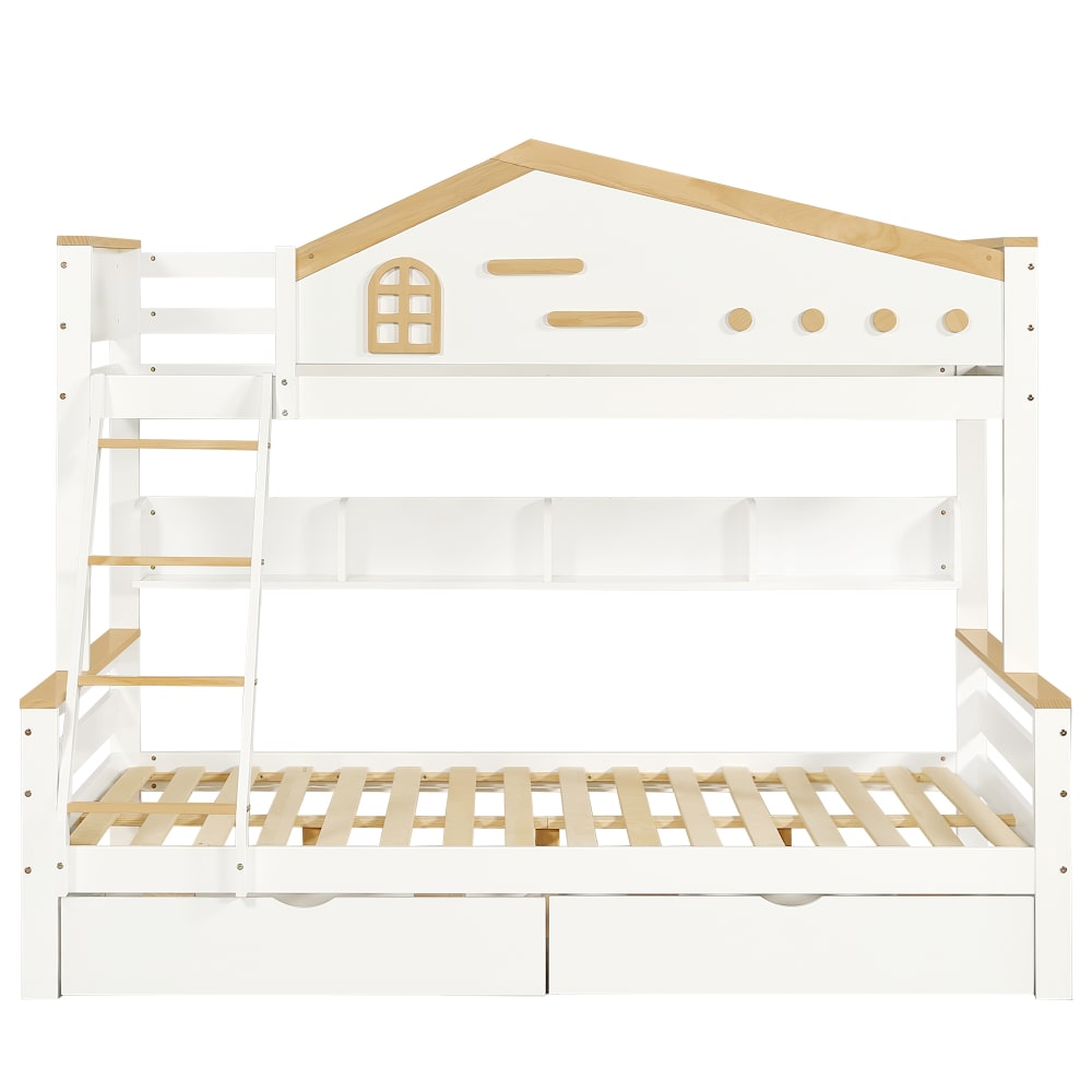 Etagenbett Schubladen Regal Weiß Natur 90x200 cm 140x200 cm -