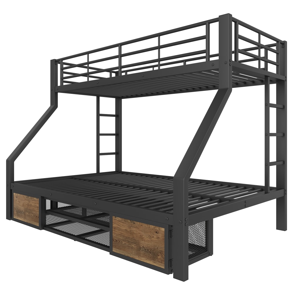 Etagenbett aus Eisen mit Schuhschrank Schwarz 90x200 140x200 cm -