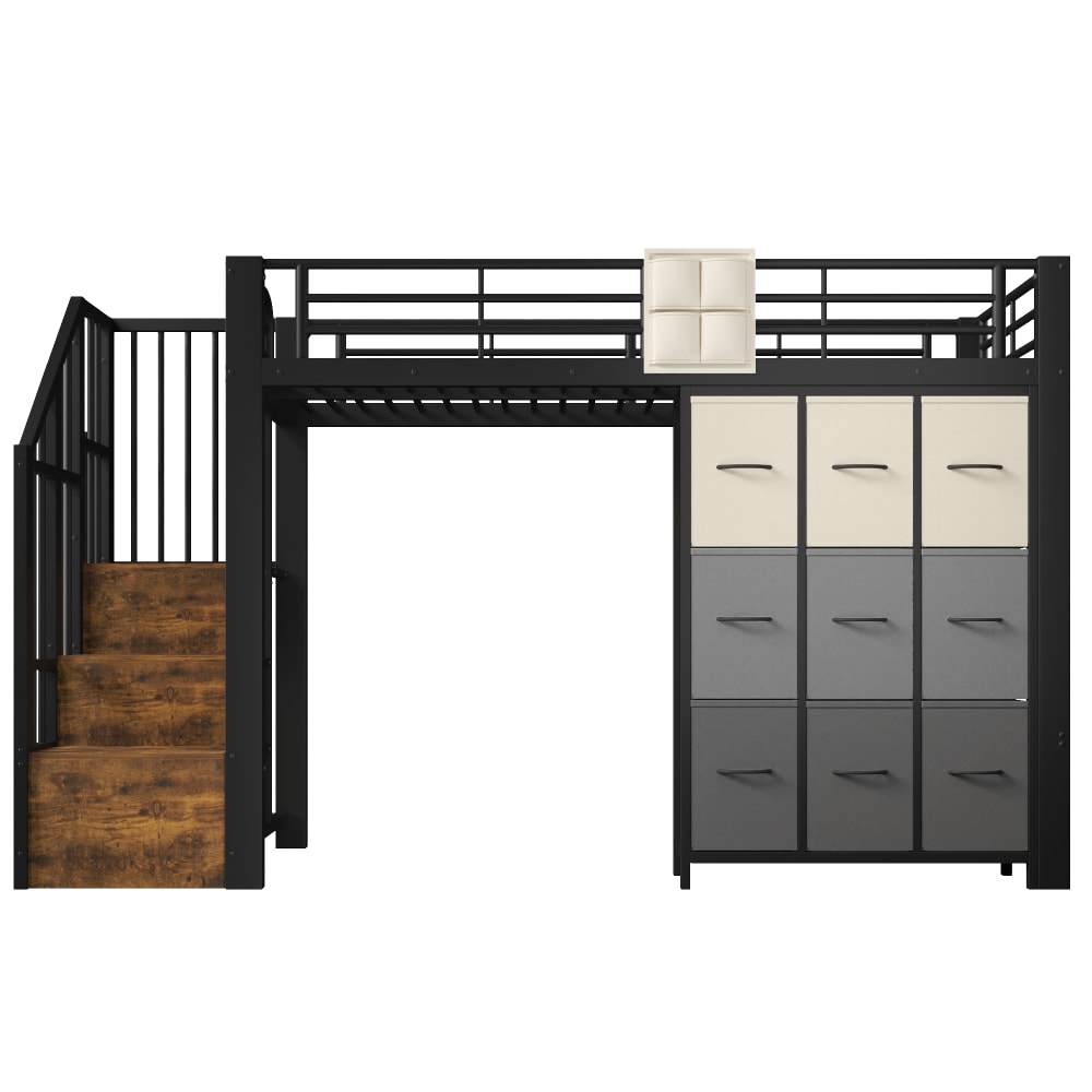 Kinderhochbett mit Stauraum und Kleiderstange 90 x 200 cm -