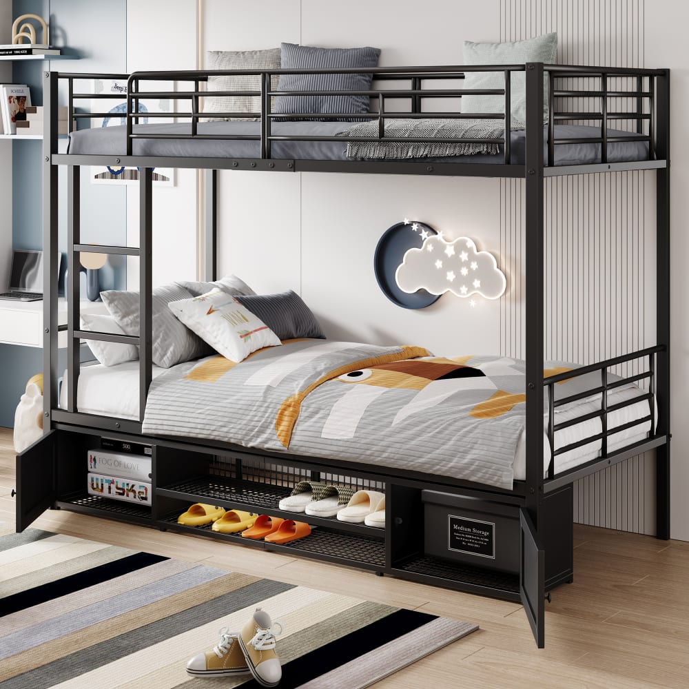 Etagenbett Eisen Schuhregal Schränke Schwarz 90x200 cm - Maisons