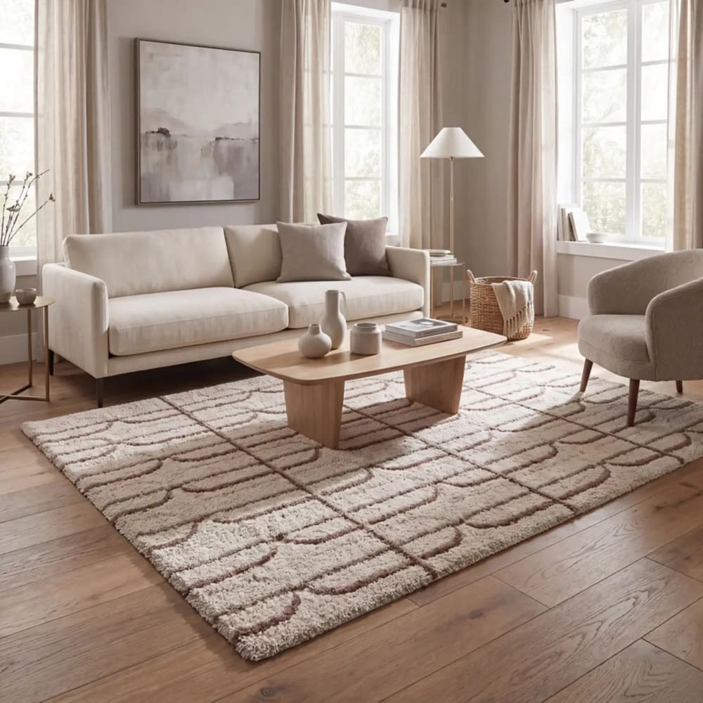 Atticgo Kinderteppich, Skandinavisch shaggy, creme/rosa, 120x170 cm style modern BEIGE Öko-Tex Zertifikat PP - POLYPROPYLEN Kinder