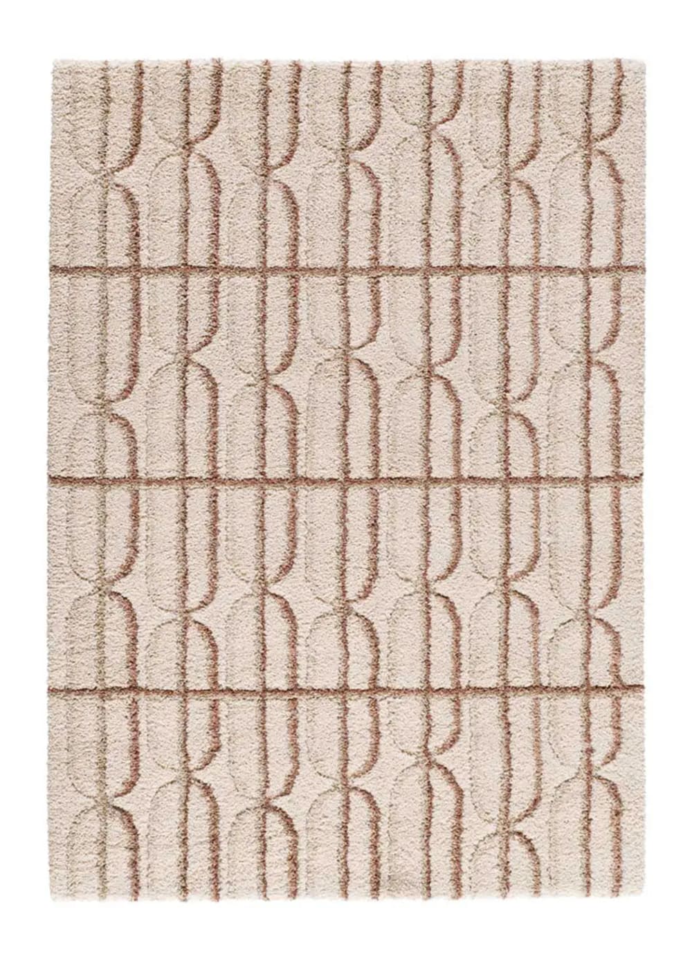 Kinderteppich, Skandinavisch shaggy, creme/rosa, 80x150 cm -