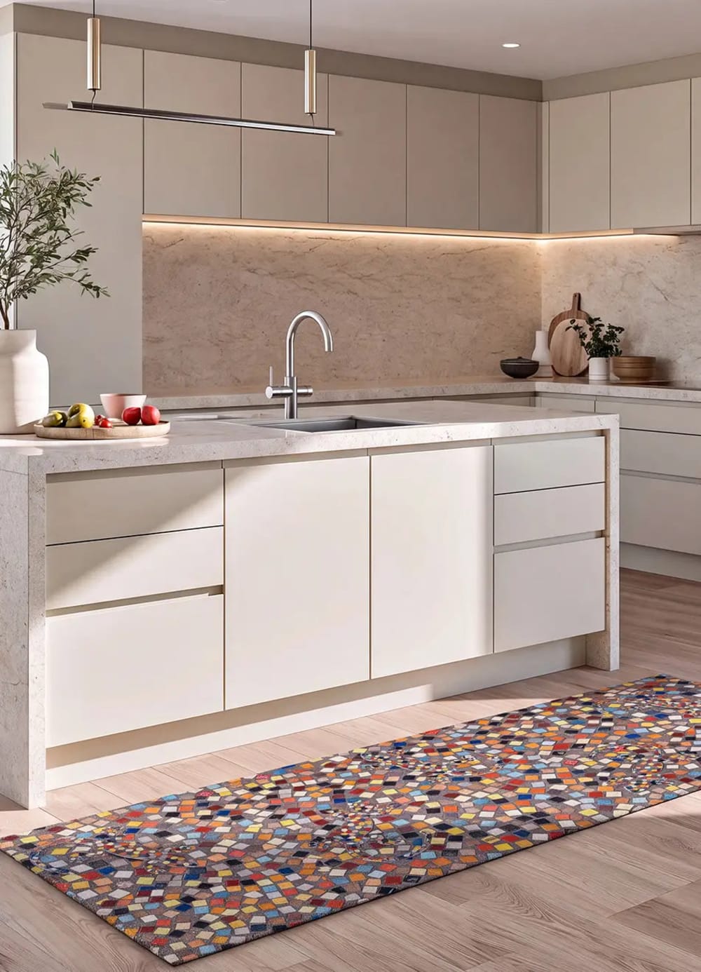 Tapis de cuisine lavable mosaïque multicolore 52x200 cm — vue 3