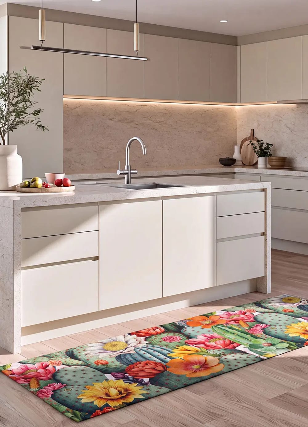 Tapis de cuisine lavable motifs floraux multicolore 52x200 cm — vue 3