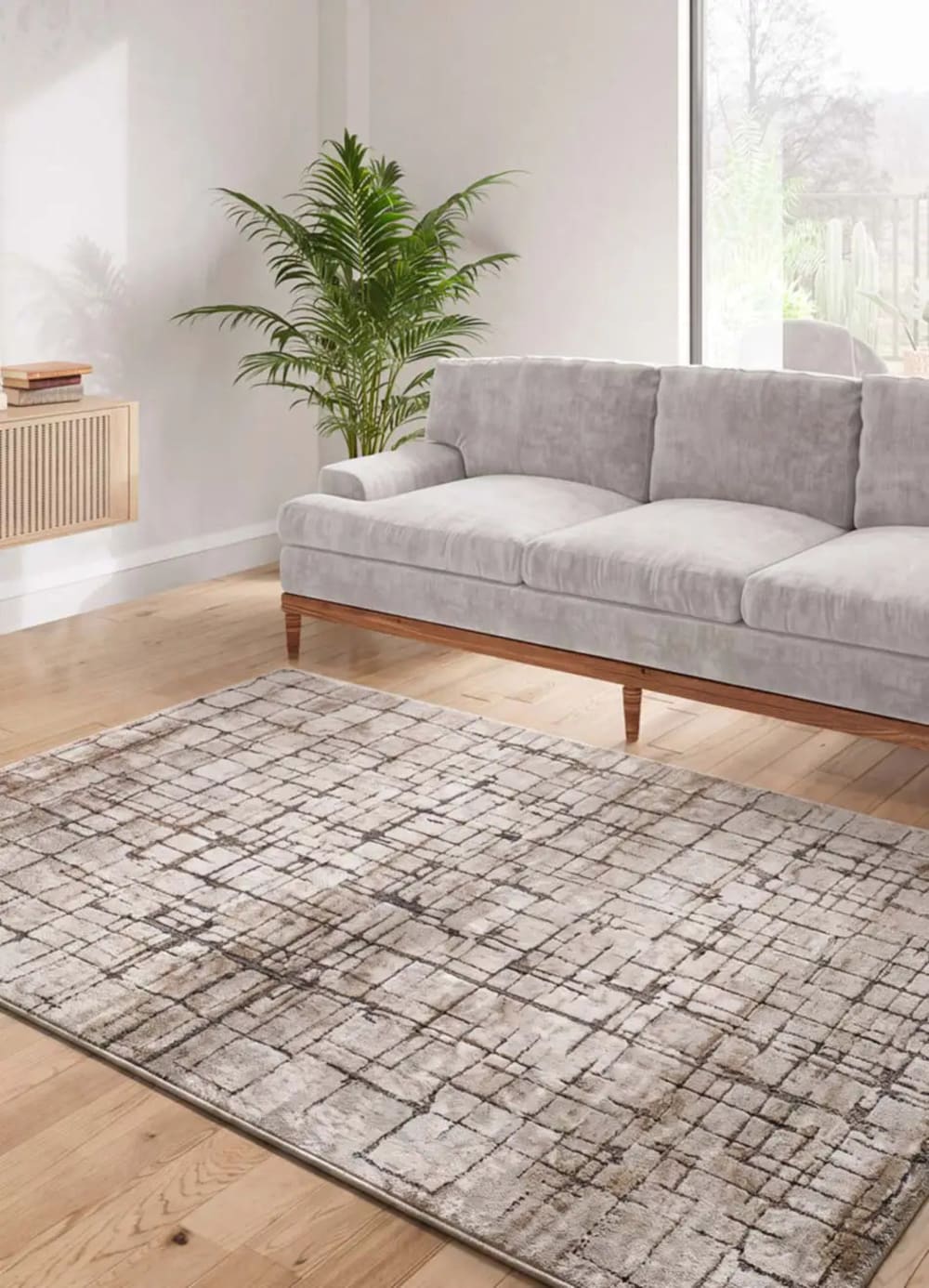 Tapis géométrique crème/marron 80x120 cm — vue 3