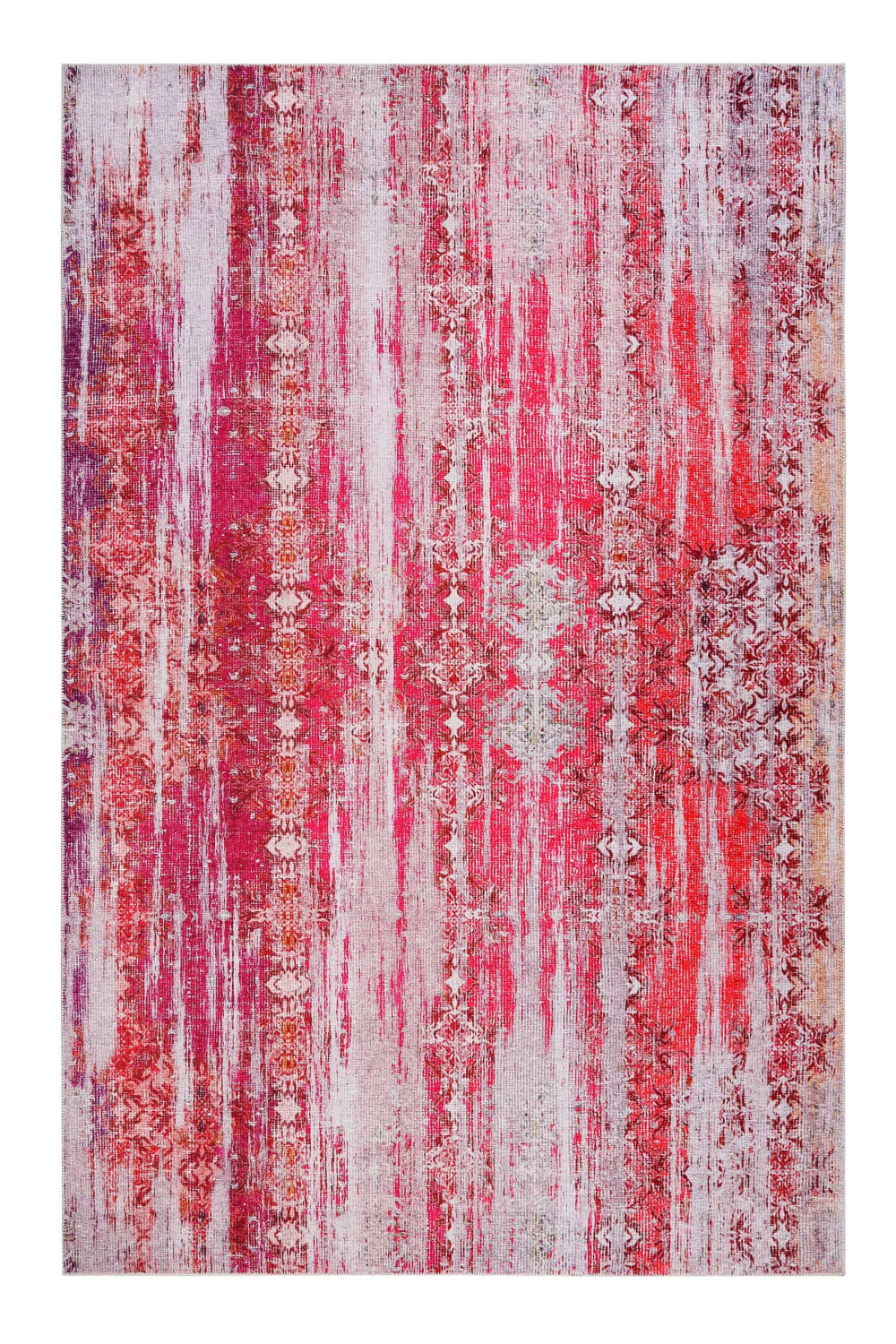 Tapis plat motif vintage rose orangé pour une déco bohème 170x120