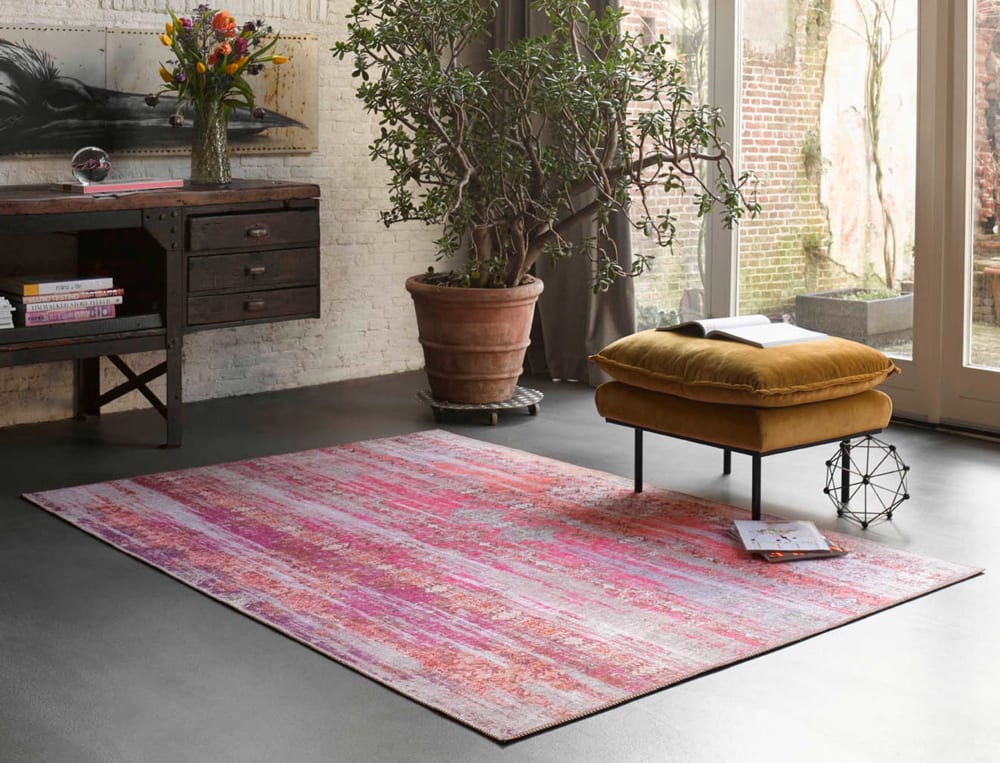 Tapis plat motif vintage rose orangé pour une déco bohème 170x120 — vue 3