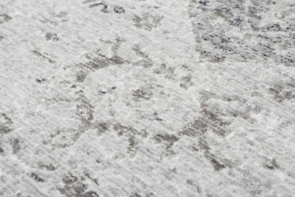 Tapis vintage bohème à poils ras et franges gris bleu beige 170x120 — vue 4