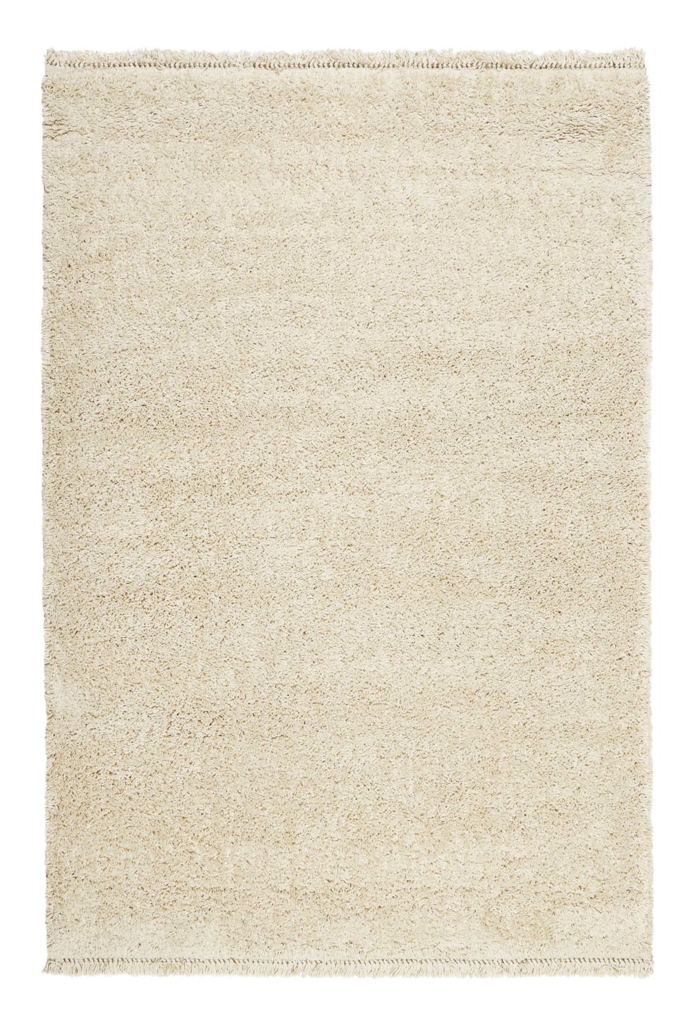 Tapis tissé style berbère beige poils longs 170x120