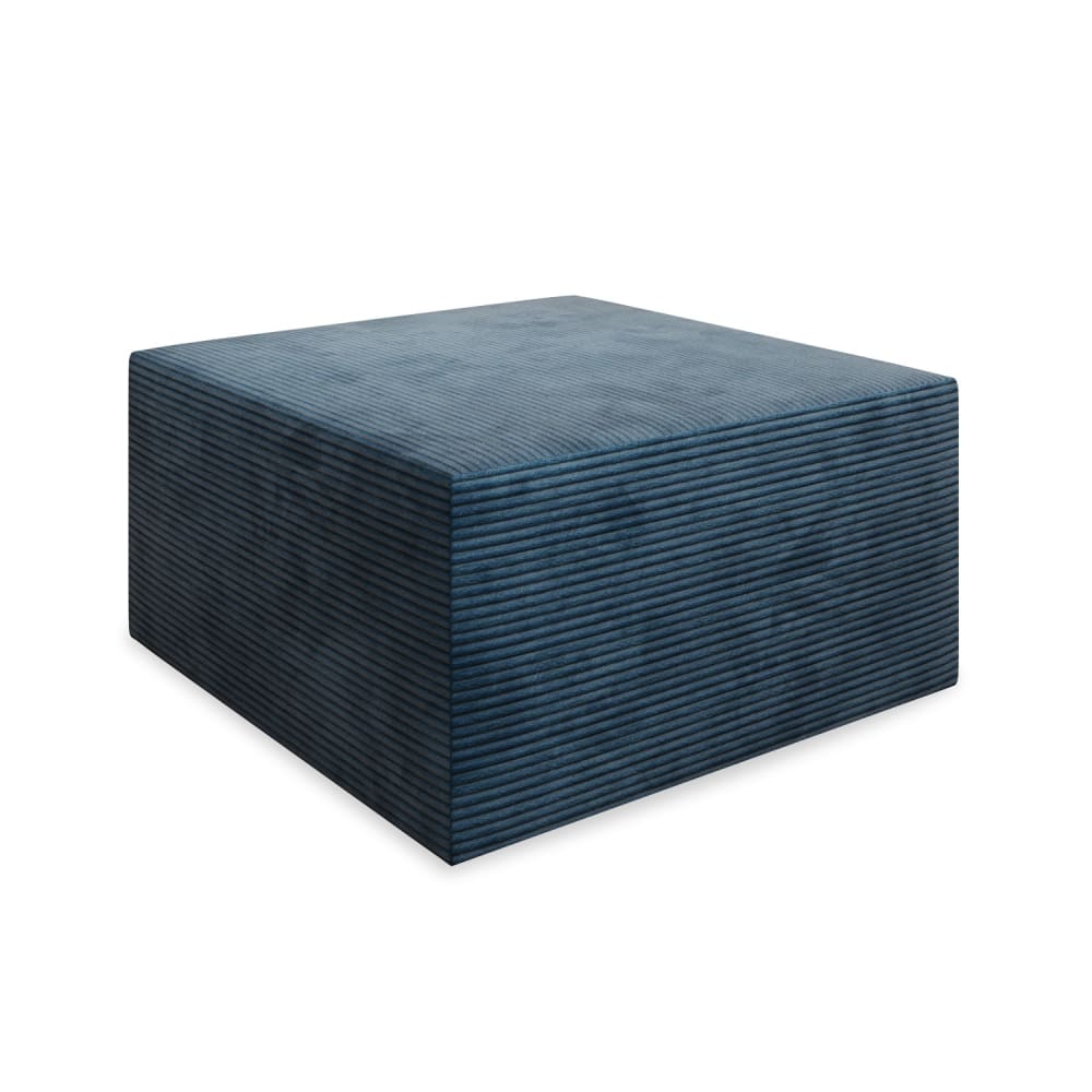 Pouf carré xl en velours côtelé bleu