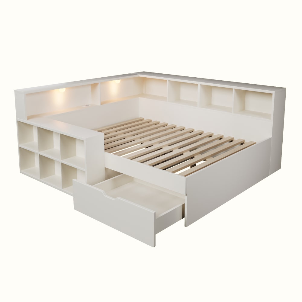 Lit en pin blanc 140x190 cm