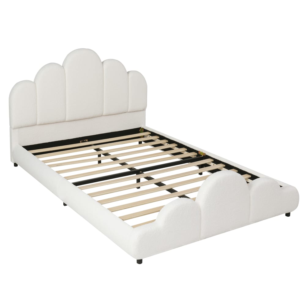 Lit rembourré enfant en pin beige 140x200 cm