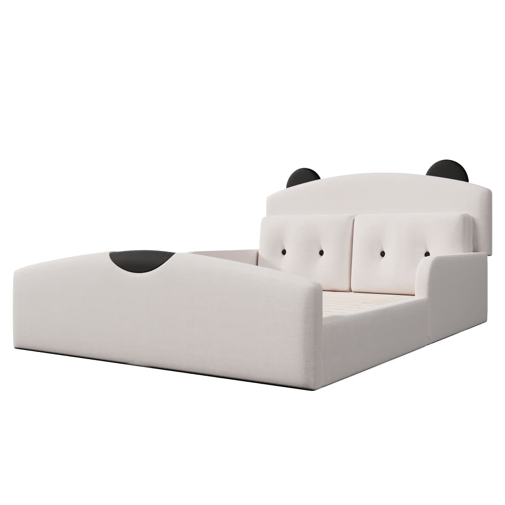 Lit plateforme en lin blanc 140x200 cm Lit plateforme en lin blanc 140x200 cm