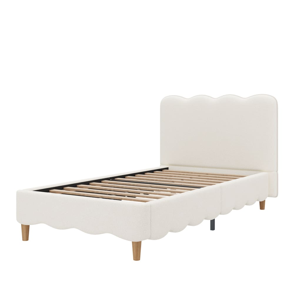 Lit rembourré enfant en pin massif blanc 90x200 cm Lit rembourré enfant en pin massif blanc 90x200 cm