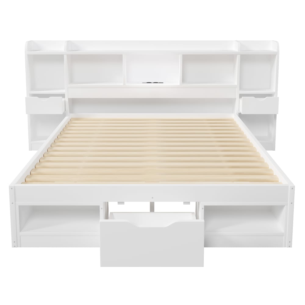 Lit plateforme en pin blanc 140x200 cm