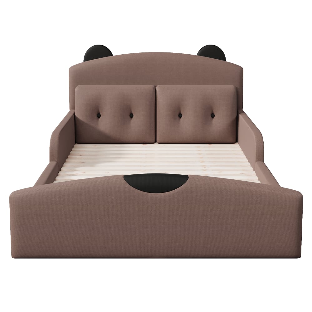 Lit plateforme en lin café 140x200 cm Lit plateforme en lin café 140x200 cm