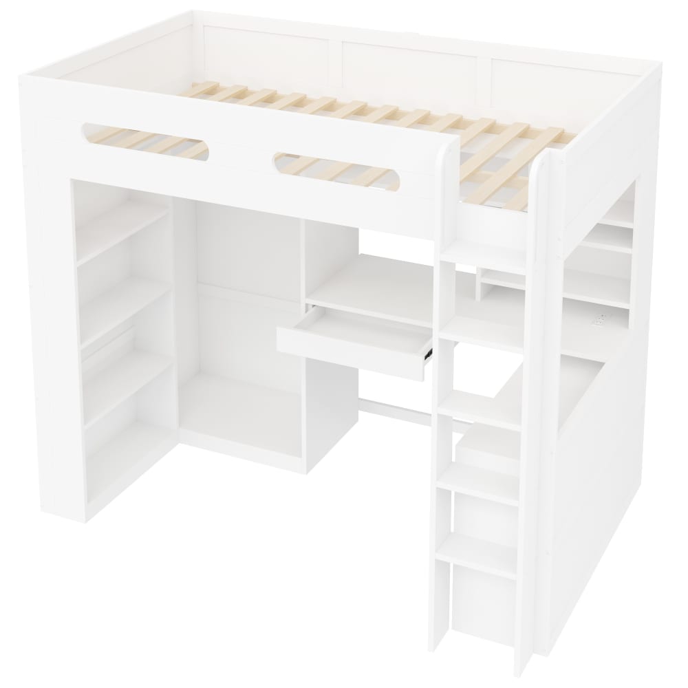 Lit superposé enfant en pin blanc 90x200 cm
