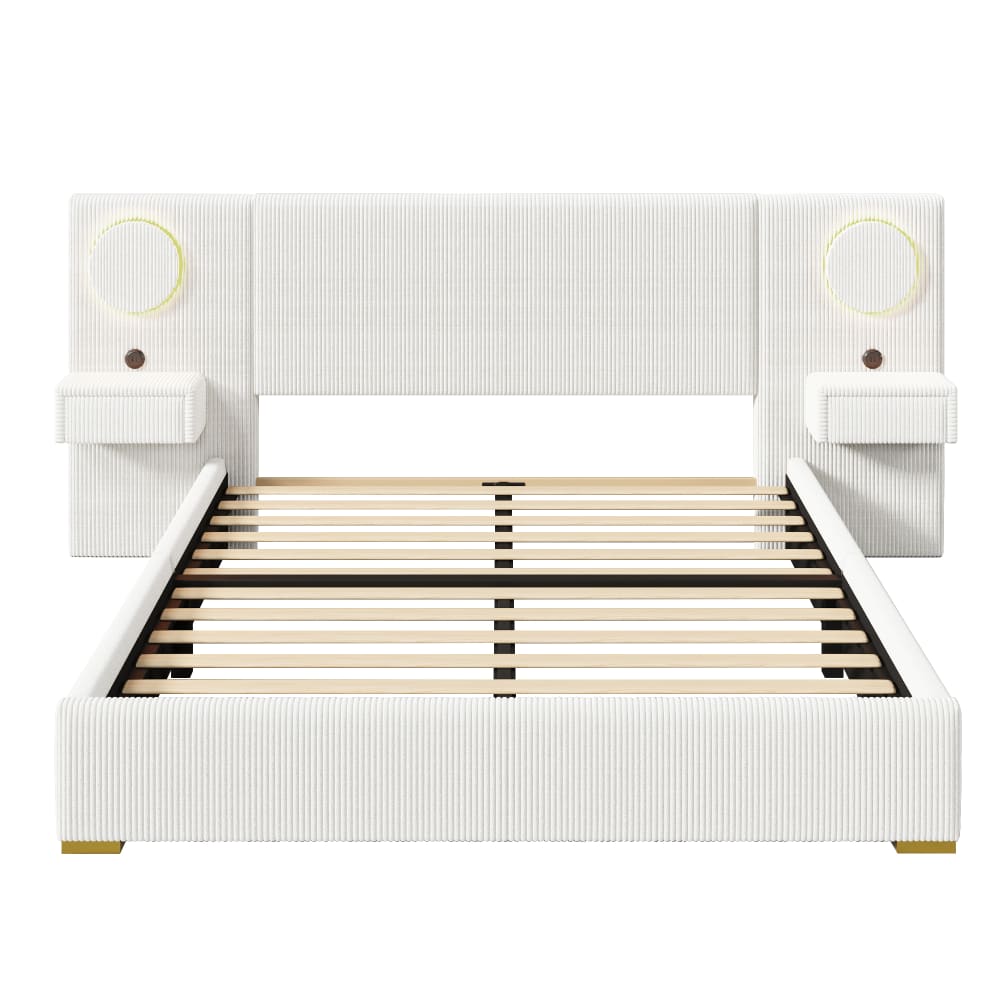 Lit rembourré double en pin beige 180x200 cm
