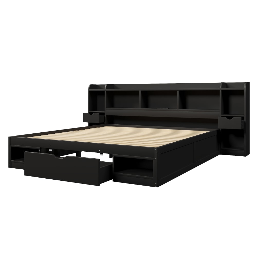 Lit plateforme en pin noir 180x200 cm