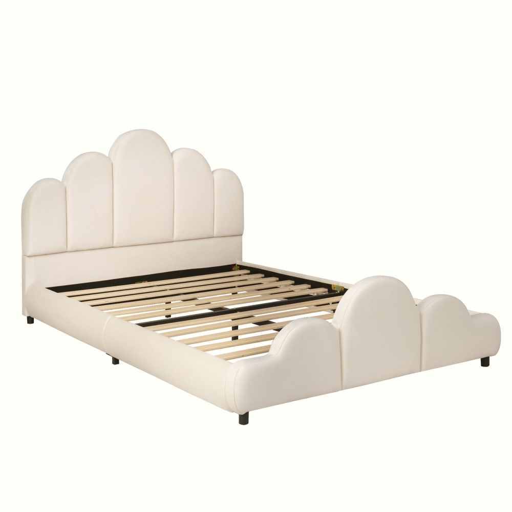 Lit rembourré enfant en pin beige 140x200 cm