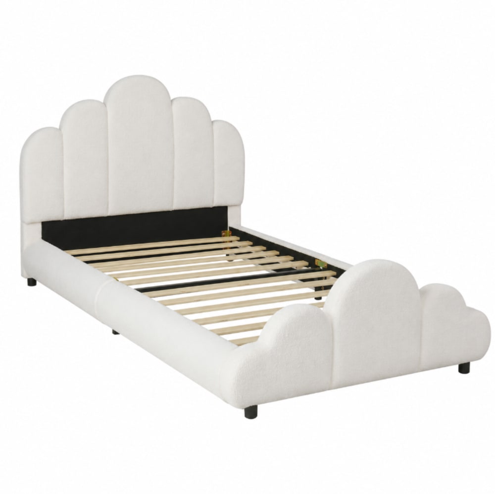 Lit rembourré enfant en pin beige 90x200 cm