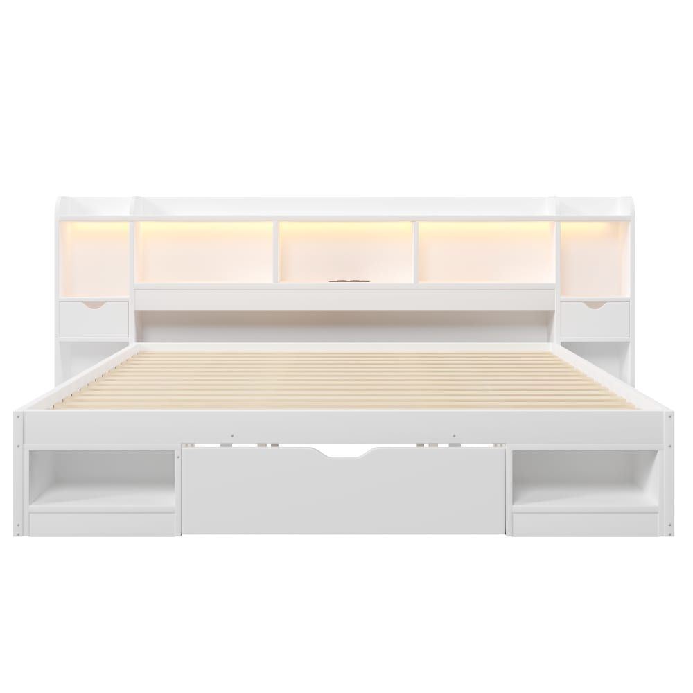 Lit plateforme en pin blanc 180x200 cm