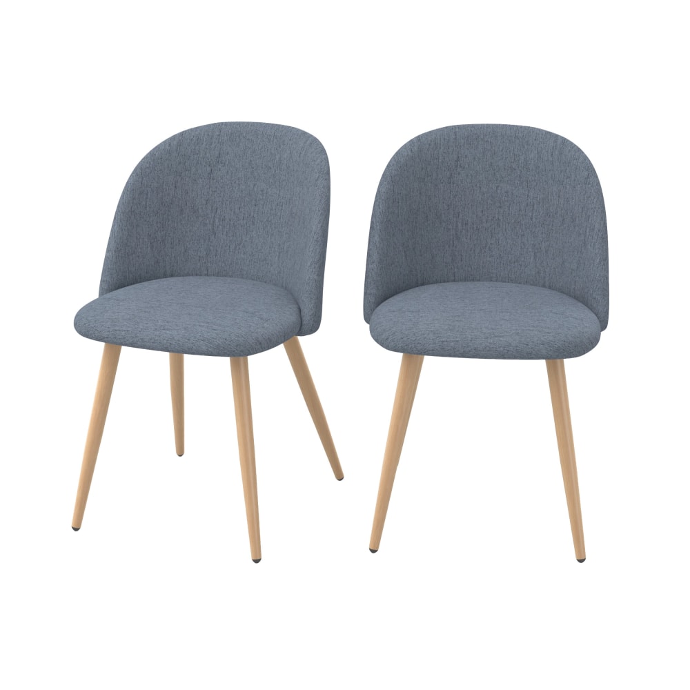Lot de 2 chaises en tissu bleu marine et pieds en métal