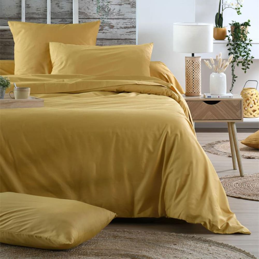Taie de traversin en percale de coton 45 x 185 cm moutarde — vue 3