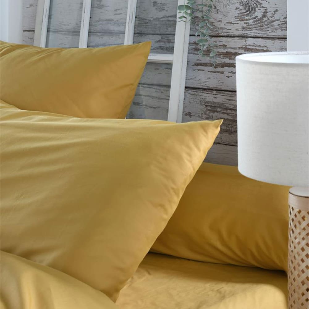 Taie de traversin en percale de coton 45 x 185 cm moutarde — vue 4