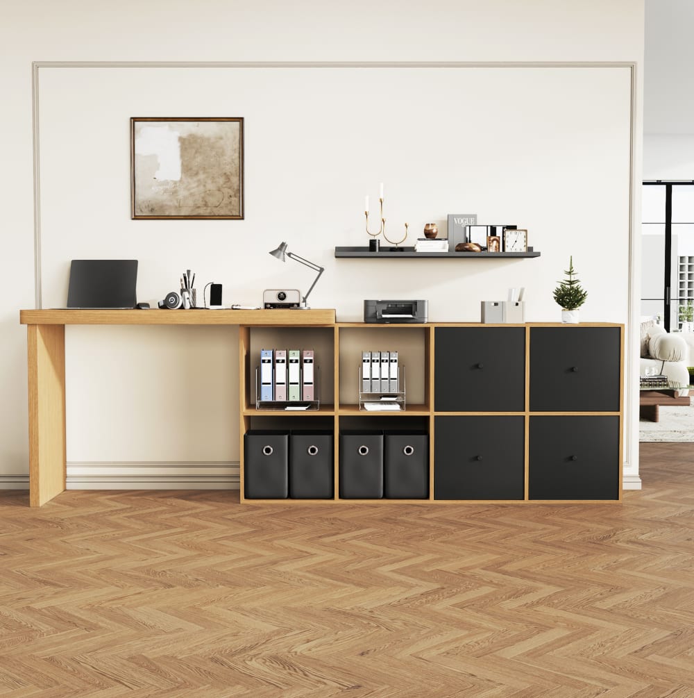 360° drehbarer Eckschreibtisch, 4 Schubladen, 140x120x78 cm,