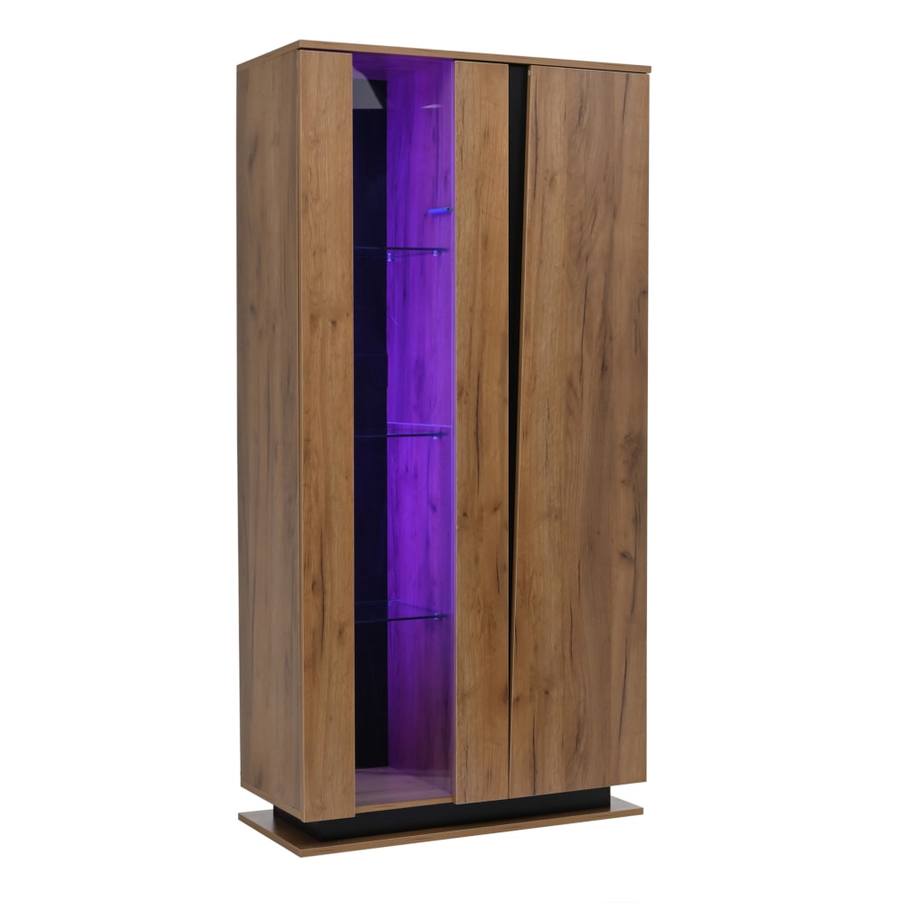 Vitrinenschrank mit LED, Glas, Acryl, 80x35x160 cm, Natur -