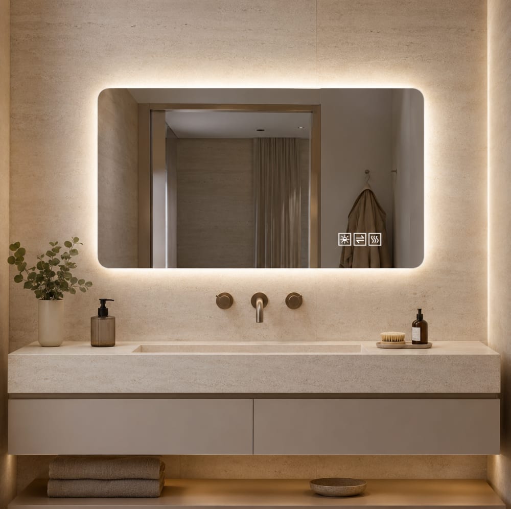 LED Badspiegel mit Antibeschlag dimmbar 60x100 cm Silber -