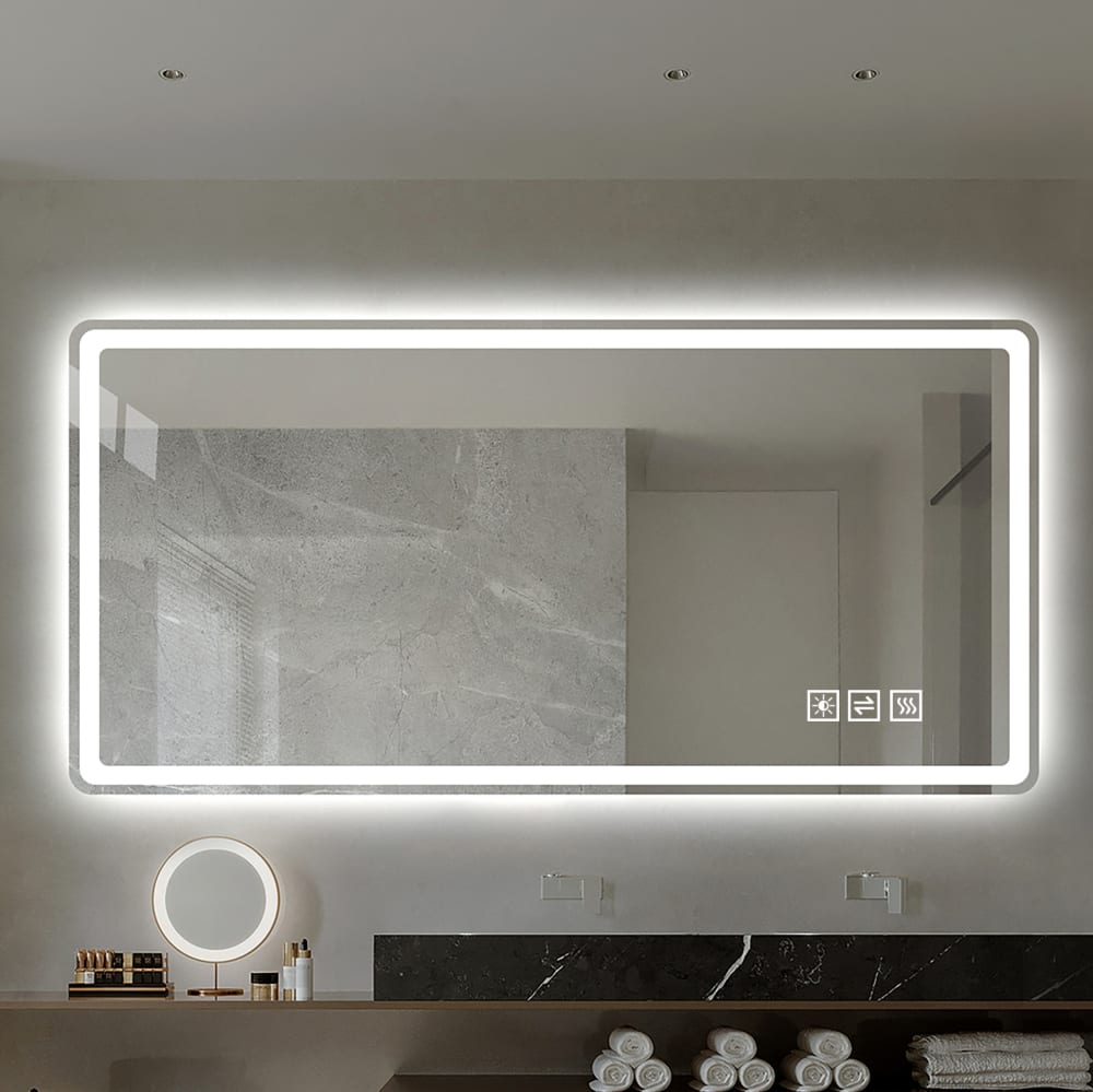 LED Badspiegel, dimmbar, Anti-Beschlag, 60x100 cm, Silber -