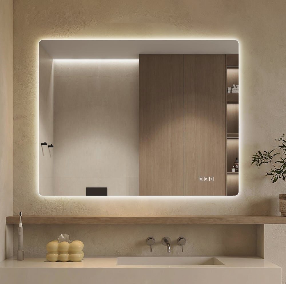 LED Badezimmerspiegel Beschlagfrei dimmbar, Silber, 70x90 cm -