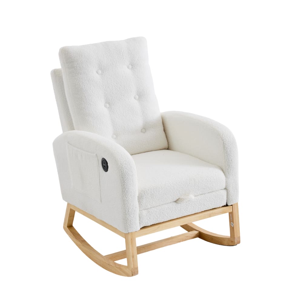 Fauteuil à bascule 66.5x121.5x102 cm avec repose-pieds réglable, blanc