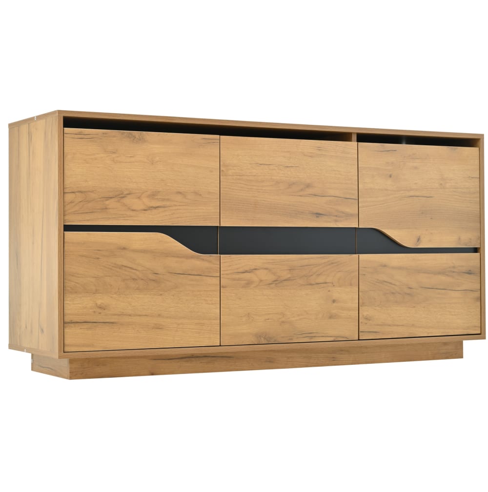 MODFU Kommode mit 3 Türen, verstellbaren Fächern,140x40x70 cm, Eiche style modern Braun Spanplatte