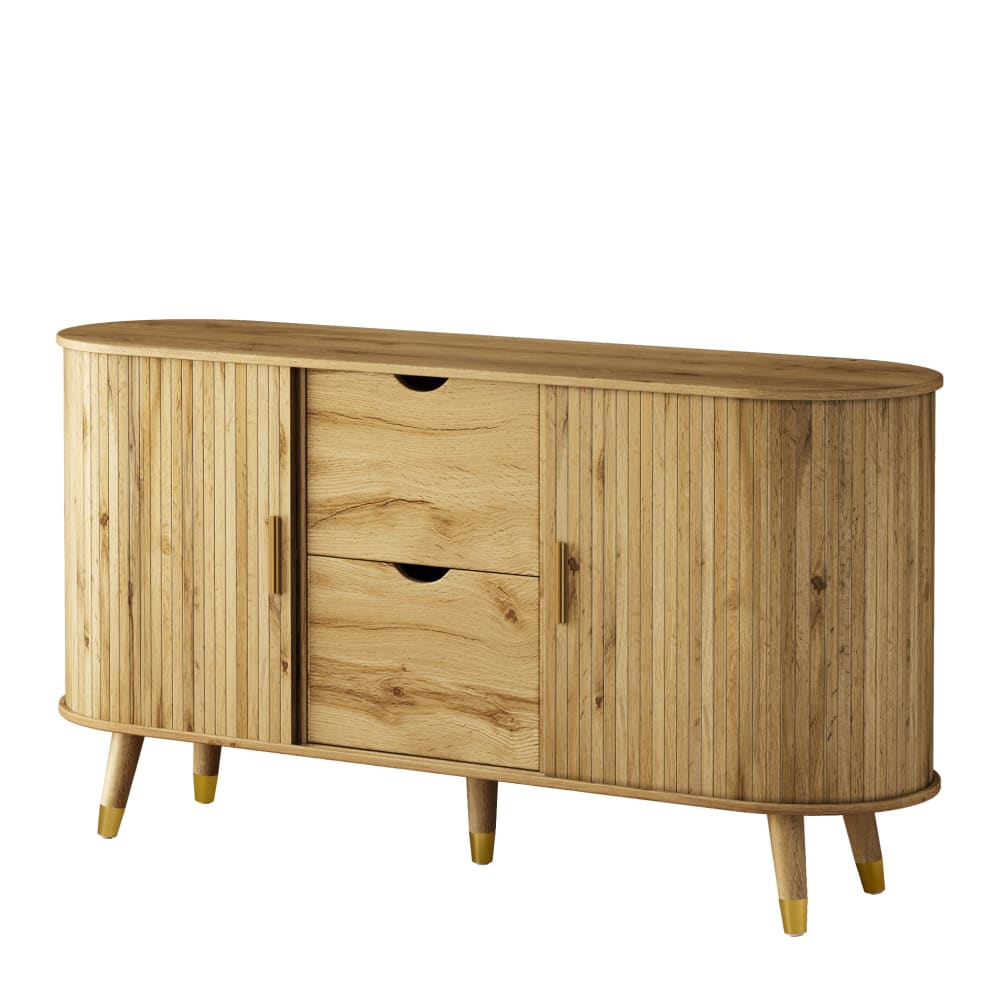 Buffet 140x40x79,5 cm avec 2 portes et 2 tiroirs, coloris naturel
