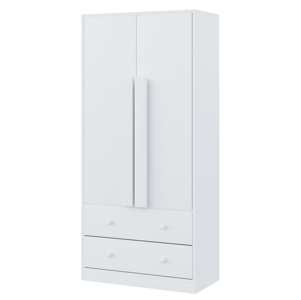 Armoire à 2 portes et 2 tiroirs 70x40x170 cm blanche