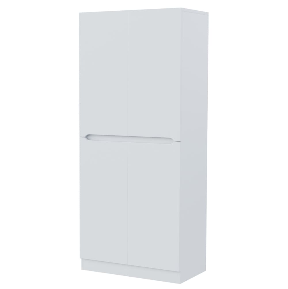 MODFU Schrank mit 4 Türen und Fächern, 70x40x170 cm, Weiß style modern Weiß Holz