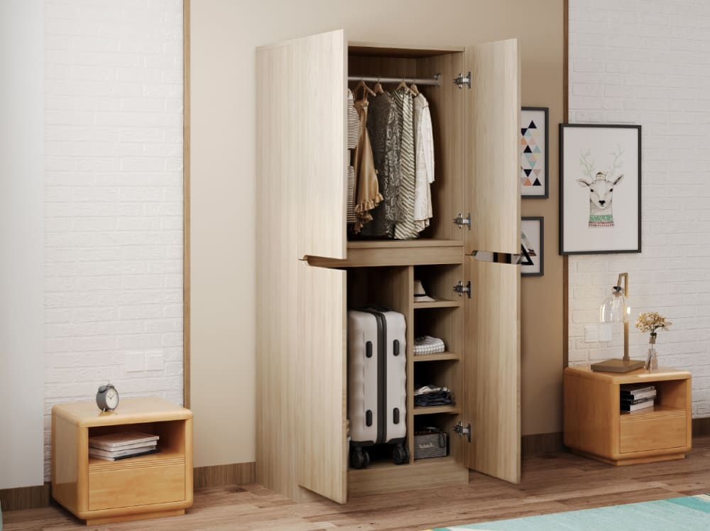 Armoire à 4 portes et compartiments, 70x40x170 cm, couleur bois