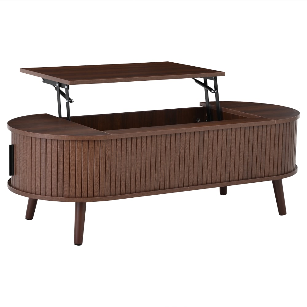 Table basse relevable avec rangement, noyer, 120x50 cm